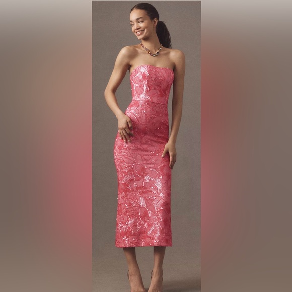 helsi leslie strapless sequin mesh midi dress Helsi Leslie Strapless Sequin Mesh Midi Dress